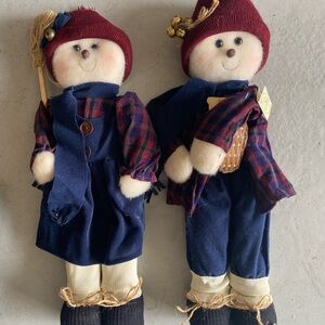 Crazy Mountain Collectable Snowman Plush Dolls in Navy and Burgundy